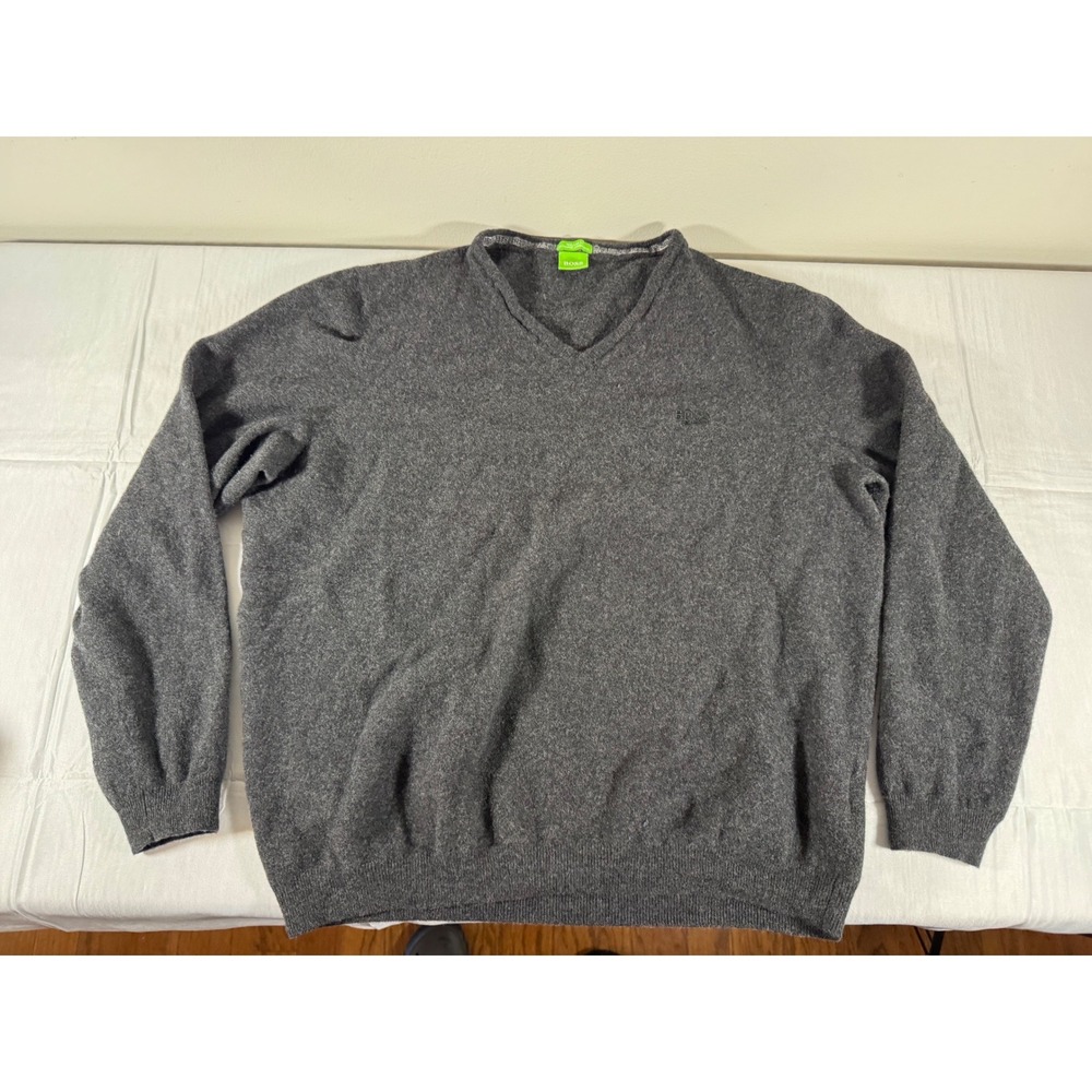 Hugo Boss Green Label Mens XXL Extrafine Lambswool V-Neck Sweater Regular Fit